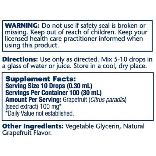 Екстракт насіння грейпфрута Solaray Grapefruit Seed Extract 100 мг, в краплях, 30 мл