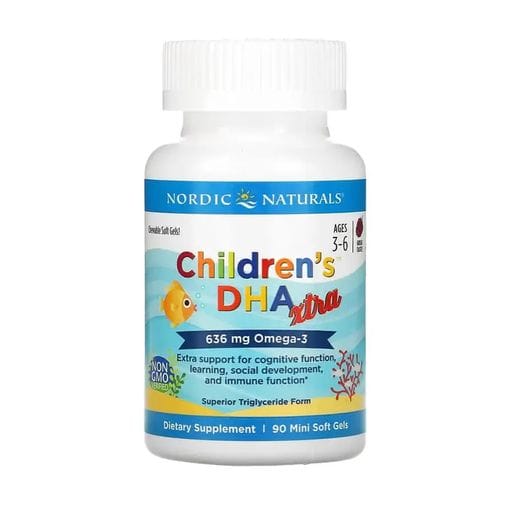 Рыбий жир (ДГК) для детей 3-6 лет Nordic Naturals Children's DHA Xtra 636 мг, со вкусом ягод, 90 мини гелевых капсул
