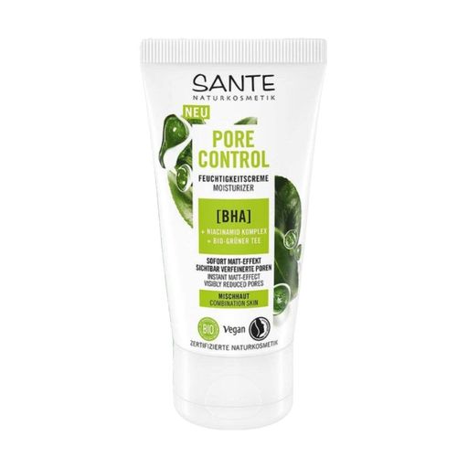 Біокрем для обличчя Sante Pore Control Moisturizer для комбінованої шкіри, з BHA-кислотою, комплексом ніацинаміду та зеленим чаєм, 50 мл