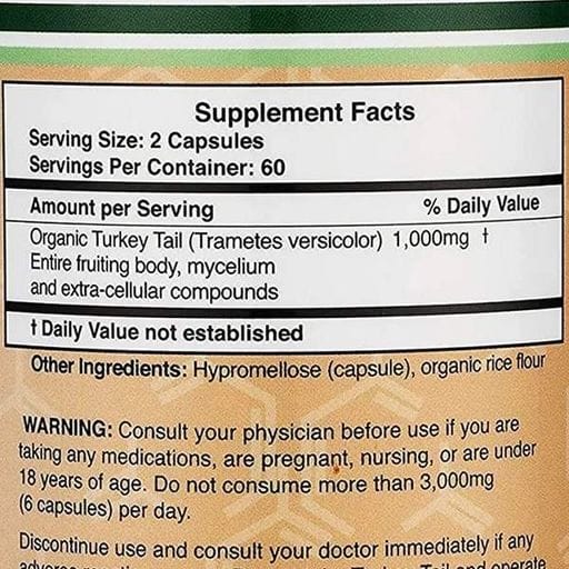 Грибний комплекс Double Wood Turkey Tail Mushroom 1000 mg (2 caps per serving) 120 Caps (876799)