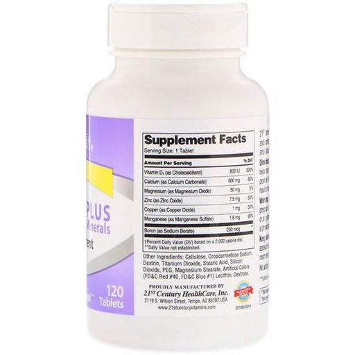 Мультиминеральный комплекс 21st Century 600+D3 Plus Minerals 120 Tabs (878127)