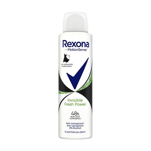 Антиперспирант-аэрозоль Rexona Invisible Fresh Power Невидимый на черной и белой одежде, женский, 150 мл