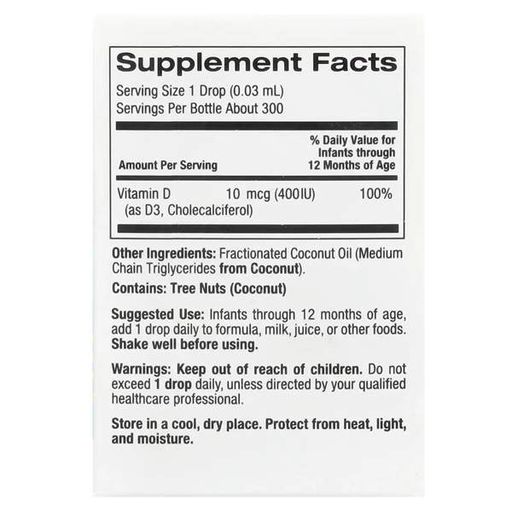 Витамин D California Gold Nutrition Baby Vitamin D3 400 IU 10 ml (879055)