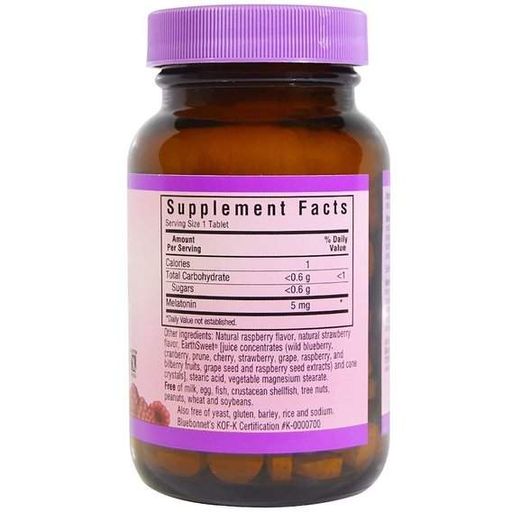 Мелатонін для сну Bluebonnet Nutrition Earth Sweet Chewables Melatonin 5 mg 120 Chewable Tabs Natural Raspberry Flavor BLB0997 (879558)