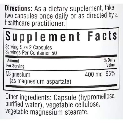 Мікроелемент Магній Bluebonnet Nutrition Magnesium Aspartate 100 Veg Caps (879583)