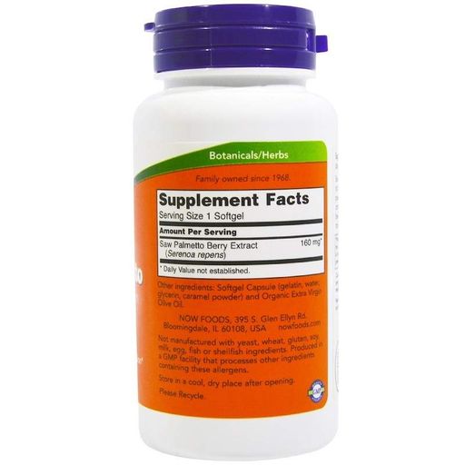 Екстракти ягід сереноа NOW Foods Saw Palmetto Extract 160 mg 240 Softgels (879678)