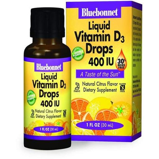 Вітамін D Bluebonnet Nutrition Liquid Vitamin D3 400 IU 30 ml Natural Citrus Flavor BLB0372 (879708)