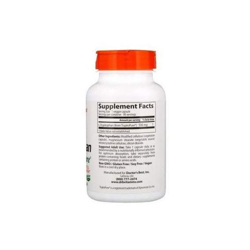Триптофан Doctor's Best L-Tryptophan 500 mg 90 Veg Caps (880901)