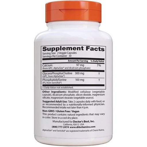 Комплекс для профілактики роботи головного мозку Doctor's Best Natural Brain Enhancers wtih AlphaSize and SerinAid 60 Veg Caps DRB-00214 (880912)