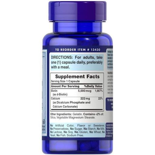 Биотин Puritan's Pride Biotin 5000 mcg 60 Caps (883493)