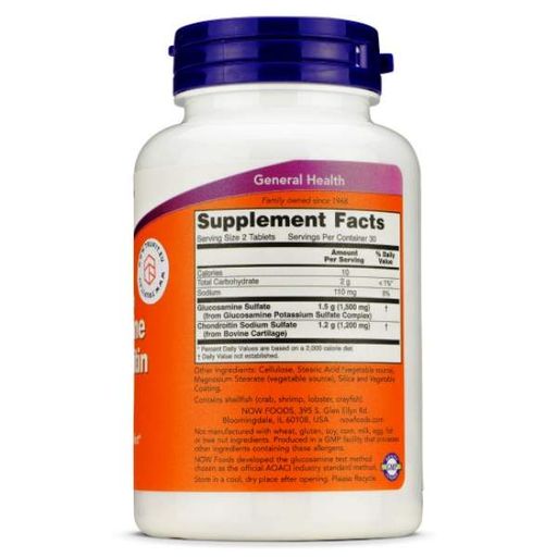 Препарат для суглобів та зв'зок NOW Foods Glucosamine & Chondroitin Extra Strength 60 Tabs (885544)