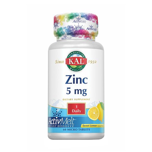 Цинк KAL Zinc 5 мг со вкусом лимона, 60 микротаблеток