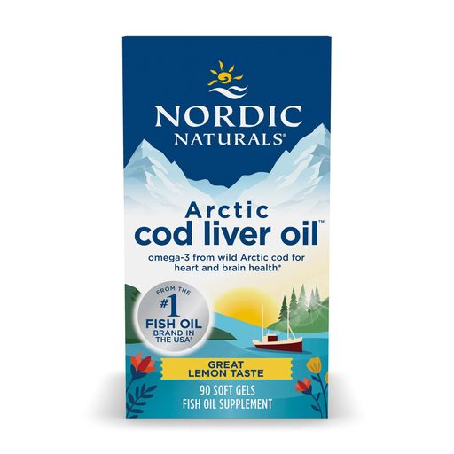 Рыбий жир из печени трески Nordic Naturals Arctic Cod Liver Oil со вкусом лимона, 750 мг, 90 гелевых капсул
