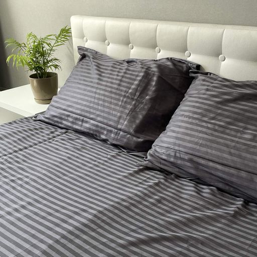 Комплект постільної білизни SoundSleep Stripe Sense Graphite сатин-страйп євро 200х220 см графіт (94131161) (890093)