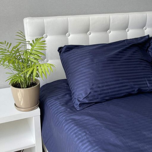 Комплект постельного белья SoundSleep Stripe Sense Dark Blue сатин-страйп евро 200х220 см темно-синий (94131376) (890160)