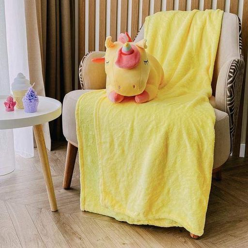 Іграшка плед 3в1 Єдинорожка LeLit Мікрофібра Жовтий 100/150 (890563)