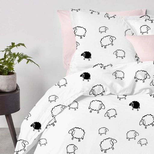 Двоспальна постіль з простирадлом на резинці SHEEP BLACK CS1 COSAS (4822052048887) (892592)