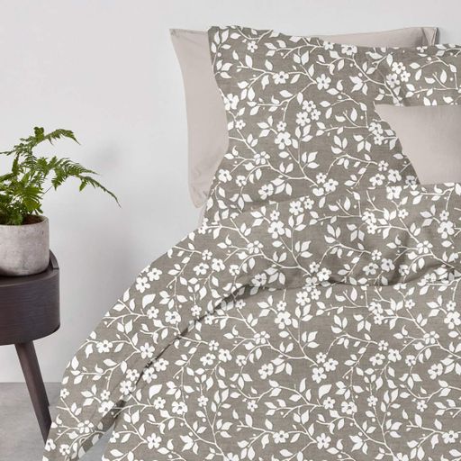 Постільна білизна з простирадлом на резинці BEIGE FLOWERS COSAS