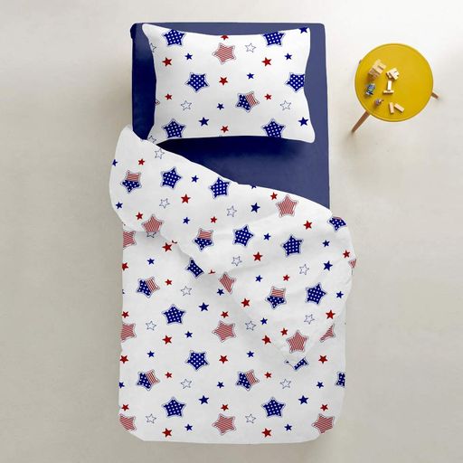 Підліткова постільна білизна з простирадлом на резинці STAR AMERICA DARK BLUE COSAS (4822052048627) (893344)