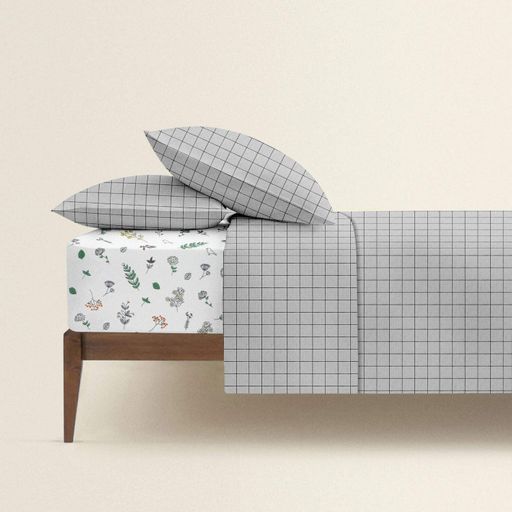 Постільна білизна з простирадлом на резинці GREY GEOMETRY CS7 COSAS