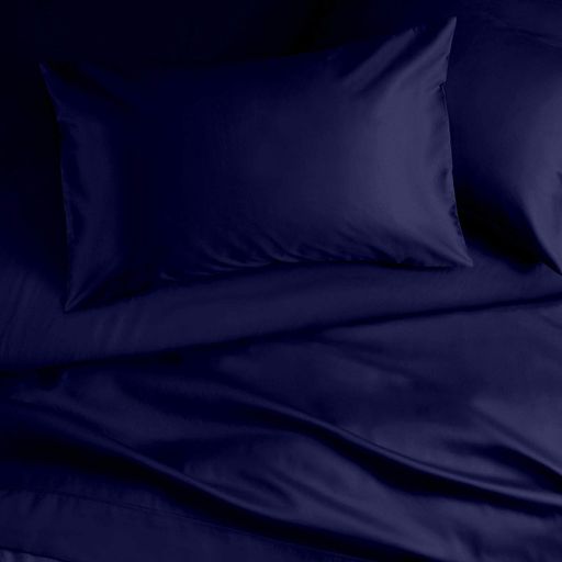 Євро постільна білизна сатин з простирадлом на резинці MIDNIGHT BLUE COSAS (4822052256756) (898924)