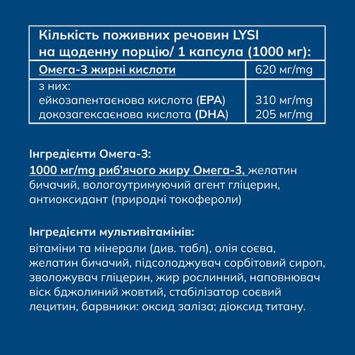 Витамины, минералы и омега-3 Lysi Health Duet, 64 капсул