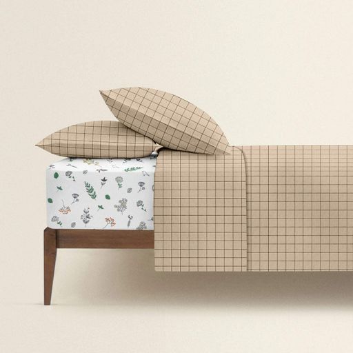 Постільна білизна з простирадлом на резинці BEIGE GEOMETRY CS9 COSAS