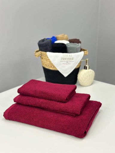 Комплект рушників Ideal Textile однотонних Ideal Textile 40х70+50х90+70х140 см 400 г/м2 (56860941) Бордовий (903601)