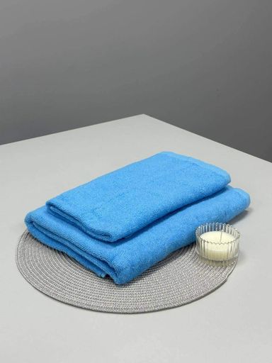 Комплект рушників Ideal Textile однотонних  50х90см + 70х140см 400 г/м2 (56860932) Блакитний (904998)