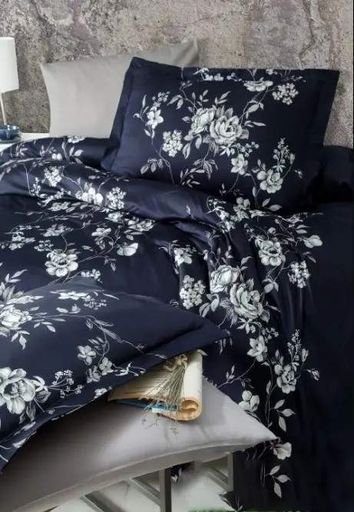 Постільна білизна First Choice сатин Arya navy blue євро (906283)
