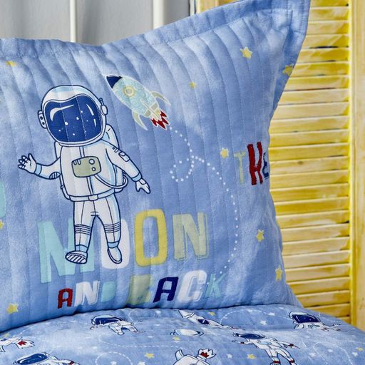 Покрывало стеганное с наволочкой Karaca Home Astronot lacivert синий подростковый 180x230 (906809)