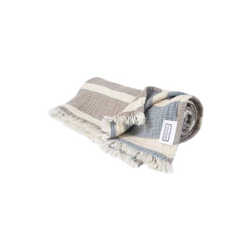 Полотенце Lotus Home Linen muslin beige-lead blue 80x160 (907492)