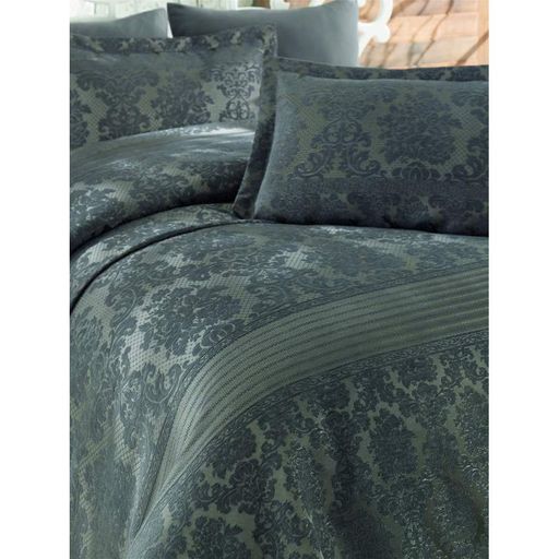 Покрывало жаккард с наволочками Dantela Vita Simay antrasit антрацит евро 260x260 (908554)