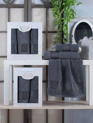 Набор полотенец Gulcan Cotton Ornament Dark Grey 50x90 (2 шт)+70x140 (1 шт) (908976)