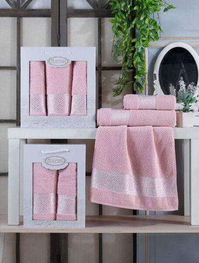 Набор полотенец Gulcan Cotton Ornament Light-pink 50x90 (2 шт)+70x140 (1 шт) (908977)