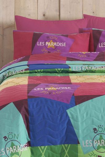 Покрывало стеганное с наволочками Eponj Home Les Paradise mixrenk мультиколор 200x220 (909117)