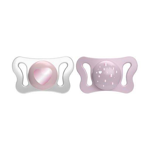 Пустышка Chicco PhysioForma Micro силиконовая, от 0 до 2 месяцев, розовая, 2 шт (75126.11)