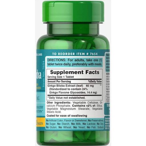 Гинкго Билоба Puritan's Pride Ginkgo Biloba Standardized Extract 60 mg 120 Tabs (918264)
