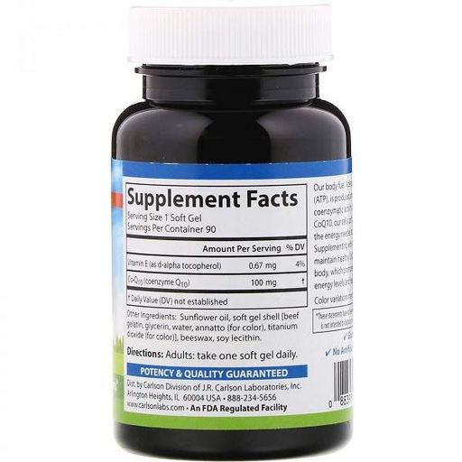 Коензим Carlson Labs CoQ10 100 mg 30 Soft Gels (920028)