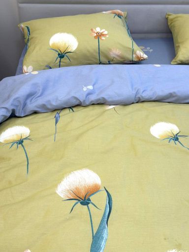 Комплект постільної білизни Ecotton полуторний 150х215 см Кульбаби гірчичний Кульбаби 21211 (922840)
