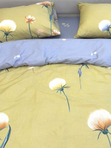 Комплект постільної білизни Ecotton полуторний 150х215 см Кульбаби гірчичний Кульбаби 21211 (922840)