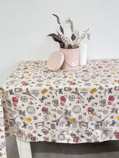 Скатертина Ecotton 150х220 см бавовняна з рогожки бежева Мадам (922872)
