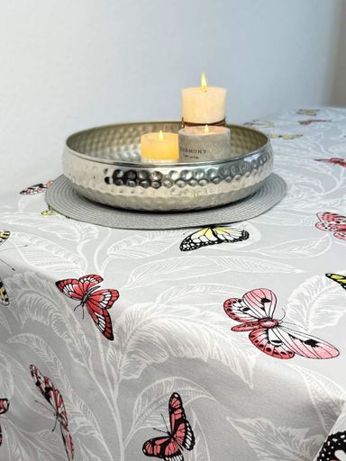 Скатерть Ecotton DUCK 170х150 см водоотталкивающая серая 5725-13 Бабочки (922873)