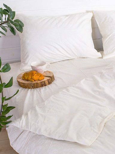 Комплект постільної білизни Ecotton двоспальний 180х215 см білий із орнаментом (922914)