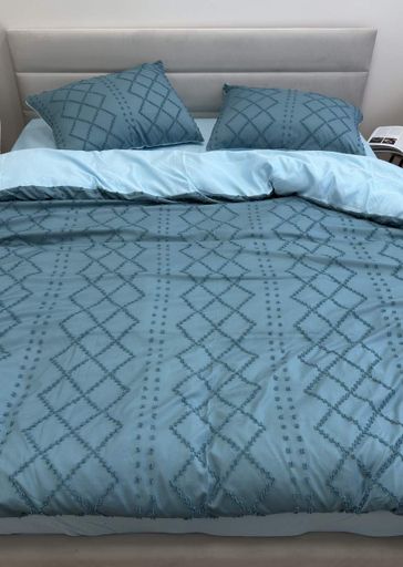 Комплект постільної білизни Ecotton Jaquard полуторний 150х215 см бірюзовий Green (922945)