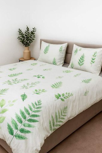 Комплект постільної білизни Ecotton Євро 210х220 см Папороть білий 21204 (923140)
