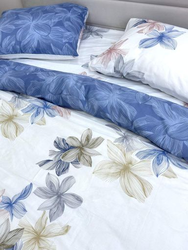 Комплект постельного белья Ecotton двуспальный 180х215 см двусторонний белый \ синий (21003АВ) (923165)