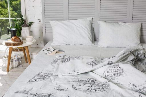 Комплект постельного белья Ecotton Евро 210х220 см белый Город (924178)