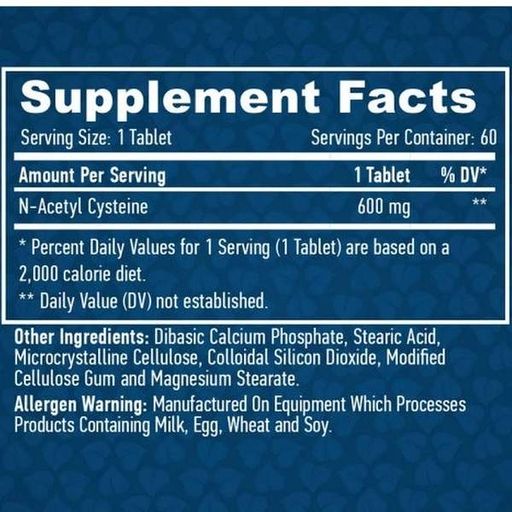 Комплекс Ацетил/Карнітін Haya Labs N-Acetyl L-Cysteine 60 Tabs (924617)