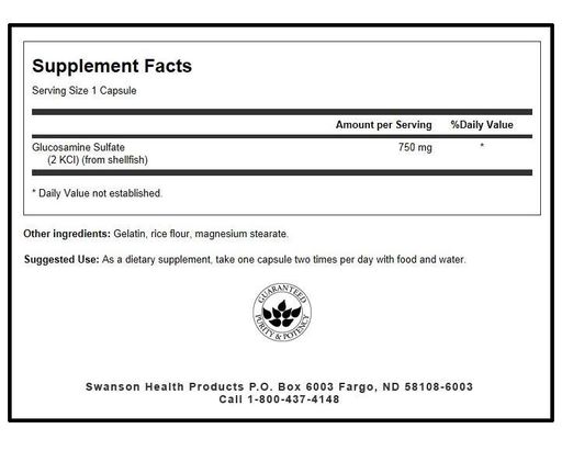 Препарат для суставов и связок Swanson Mega Glucosamine 750 mg 120 Caps (924715)